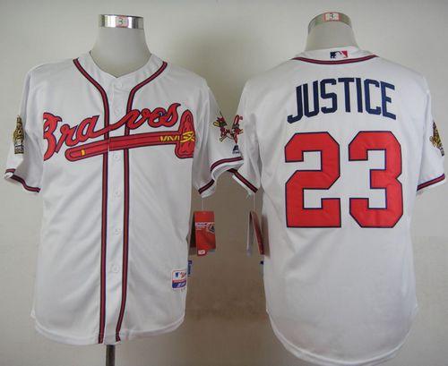 Braves #23 David Justice White Cool Base Stitched MLB Jersey